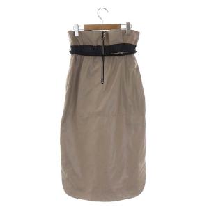 ADORE 22SS グロッシーブロードスカート ロング タイト リボンベルト付き 36 ベージュ 黒 ブラック