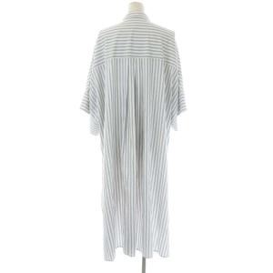 ADORE 21SS クリアライトブラウス ストライプ シャツ ワンピース ロング 七分袖 38 白 黒 ホワイト ブラック