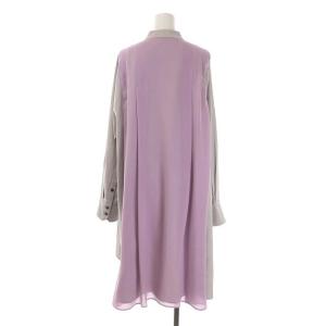 ADORE 21AW アクセントカラーコンビロングブラウス シャツ 長袖 フレア 前開き 38 ライトグレー ラベンダー