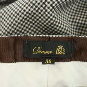 Drawer チェックパンツ テーパード タック センタープレス 36