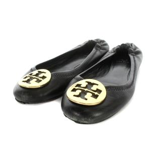 フラットシューズ パンプス レザー 6.5 ブラック