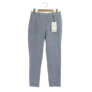 21SS Crisp Seersucker Treeca 4N クロップドパンツ スキニー ストレッチ チェック XX0 青
