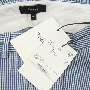 Theory 21SS Crisp Seersucker Treeca 4N クロップドパンツ スキニー ストレッチ チェック XX0 青