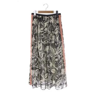 20SS コットン オーガンプリント スカート ロング フレア プリーツ 38 マルチカラー