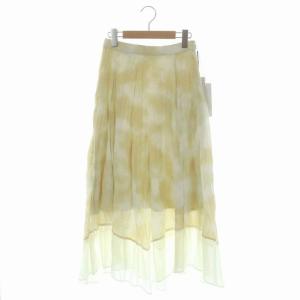 21SS タイダイプリント フレア スカート ロング ギャザー 38 ベージュ