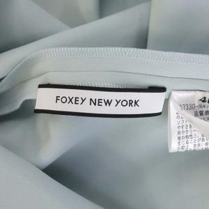 FOXEY NEW YORK パフスリーブ ブラウス プルオーバー 半袖 40 水色 ライトブルー 37330