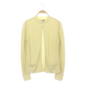 馬車タグ ヴィンテージ 1B リブカーディガン ニット 長袖 L イエローグリーン