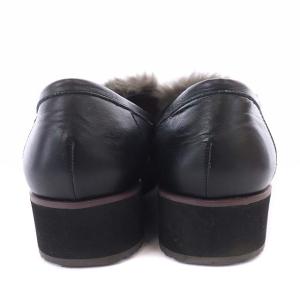 MUVEIL ファーコインローファー 37 23.5cm 黒 ブラック