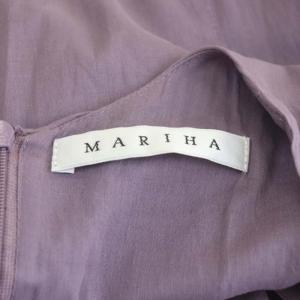 MARIHA カシュクール マキシ ワンピース Vネック 半袖 フレア ギャザー リボンベルト付き 38 パープル
