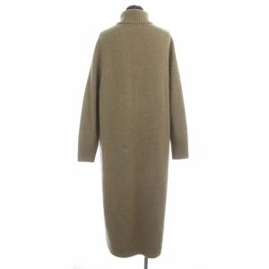 UNITED ARROWS タートルネック ニットワンピース 長袖 ロング Iライン プルオーバー ライトブラウン