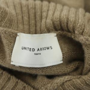 UNITED ARROWS タートルネック ニットワンピース 長袖 ロング Iライン プルオーバー ライトブラウン