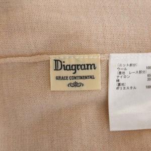 Diagram GRACE CONTINENTAL ウール レース切り替え カーディガン ニット ロング 長袖 36 ピンクベージュ