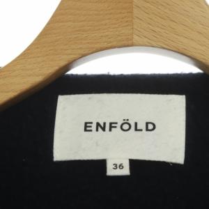 ENFOLD ノーカラーマキシ丈コート ロング ウール 36 ネイビー