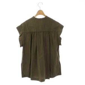 Spick&Span 21SS ギャザーフレンチブラウス シャツ 比翼仕立て F カーキ