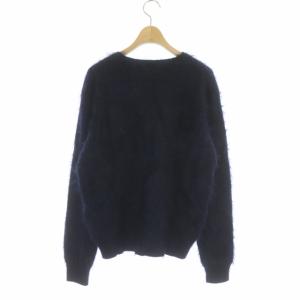 UNITED ARROWS シャギー クルーネック ニット セーター 長袖 カシミヤ ネイビー