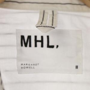 MHL. 21SS WASHED STRIPE COTTON SHIRT 五分袖 プルオーバー 2 白