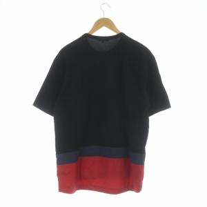 COMME des GARCONS HOMME AD2019 20SS ナイロン切替 Tシャツ カットソー プルオーバー 半袖 L 黒 紺 赤 ブラック ネイビー レッド
