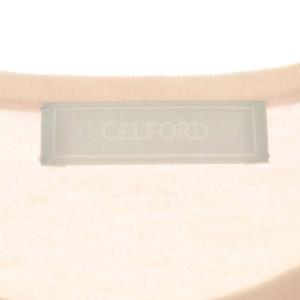 CELFORD 22AW ニット ウール カーディガン 長袖 クルーネック ロゴ刺繍 ONE ライトピンク