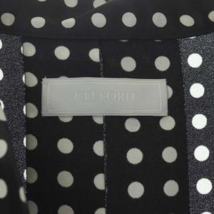 CELFORD 22AW チンツサテンプリーツブラウス ノースリーブ プルオーバー ドット リボン付き ONE 黒 白 ブラック ホワイト