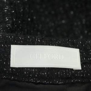 CELFORD 22AW ツイードタックミニスカート 台形スカート スカパン ラメ 38 ブラック