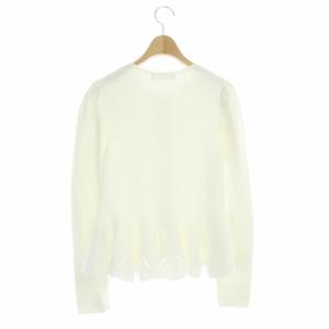 CELFORD 22SS スリットヘムペプラムカーディガン ニット 長袖 ジップアップ スカラップ 36 ホワイト