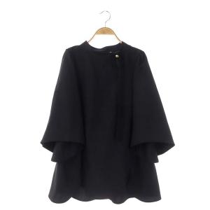 22AW メタル釦 チュニックブラウス プルオーバー 八分袖 ブラック