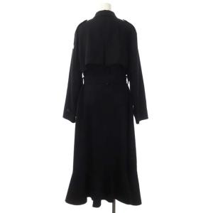 BORDERS at BALCONY ベルテッドフレアロングコート 黒