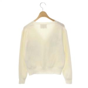 Chesty ニット カーディガン 長袖 ブーケモチーフ Vネック F ホワイト