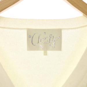 Chesty ニット カーディガン 長袖 ブーケモチーフ Vネック F ホワイト