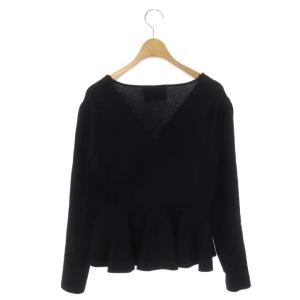 Chesty ニット ペプラムカーディガン 長袖 パール装飾 Vネック F ブラック