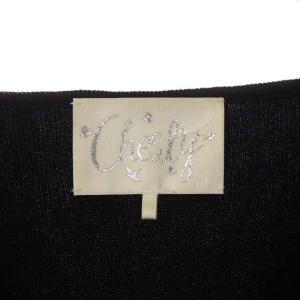 Chesty ニット ペプラムカーディガン 長袖 パール装飾 Vネック F ブラック