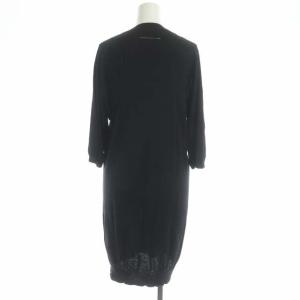 Martin Margiela 6 シルク Vネック 七分袖 ニットワンピース 膝丈 薄手 S ブラック