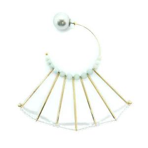 H.P.FRANCE フリルピアス 片耳 ビーズ ゴールド色