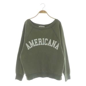 カットソー トレーナー スウェット 長袖 プルオーバー ロゴプリント ラウンドネック カーキ