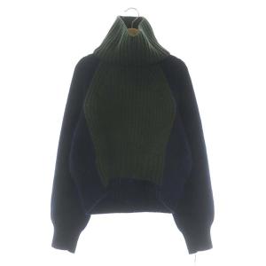 sacai 21AW Wool Pullover w Neck Warmer 2 紺 緑