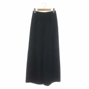 エンフォルド 22AW Washedサテン ゴムワイドTROUSERS パンツ イージー 36 紺 ネイビー