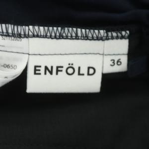 ENFOLD エンフォルド 22AW Washedサテン ゴムワイドTROUSERS パンツ イージー 36 紺 ネイビー