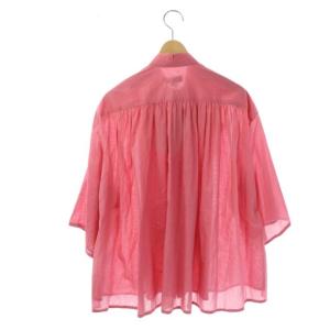 Drawer リボンタックブラウス  八分袖 比翼 36 ピンク