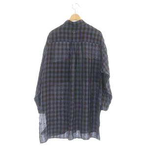 TICCA チェック柄長袖シャツ ロング F スモークブルー ブラウン