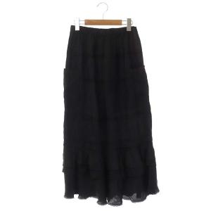 AD2006 フレアスカート ロング ティアード カットオフ ブラック