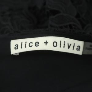alice + olivia ワンピース フラワーレース フレンチスリーブ タイト ミニ ラウンドネック 2 ブラック