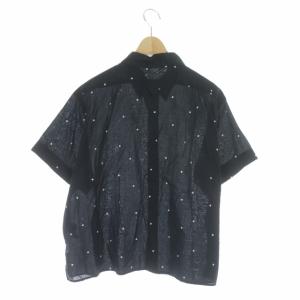 MARGARET HOWELL シャツ 半袖 ドット 2 ブラック ホワイト