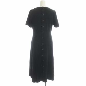 23区 vingt-trois ALBINI JERSEY バックボタンワンピース 半袖 フレア 膝丈 クルーネック 32 黒 ブラック