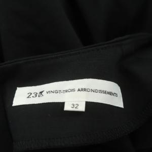 23区 vingt-trois ALBINI JERSEY バックボタンワンピース 半袖 フレア 膝丈 クルーネック 32 黒 ブラック