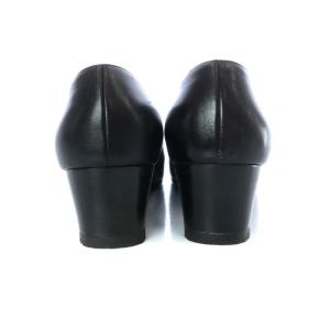 Salvatore Ferragamo パンプス チャンキーヒール ヴァラ リボンモチーフ レザー 5.5C 23cm 黒 ブラック