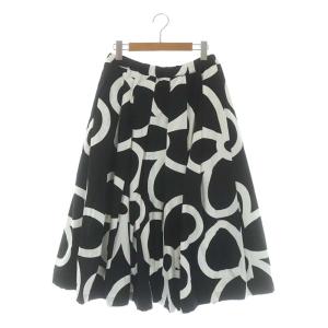 AD2021 ボリュームスカート フラワープリント S 黒 白