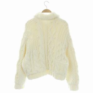 GRACE CONTINENTAL 22SS ケーブルニットジャケット ショート丈 ジップアップ 総裏地 36 ホワイト