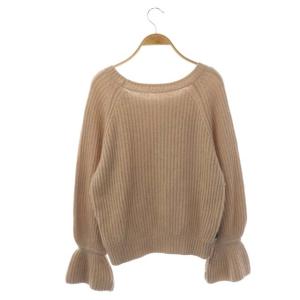 Diagram 19AW ニット セーター 長袖 プルオーバー レース ラウンドネック アンゴラ混 36 ベージュ