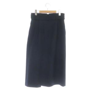 ANAYI ポリエステルツイルタックスカート ロング 台形 ベルト付き 38 ネイビー