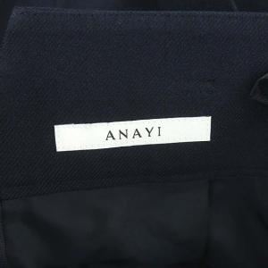 ANAYI ポリエステルツイルタックスカート ロング 台形 ベルト付き 38 ネイビー